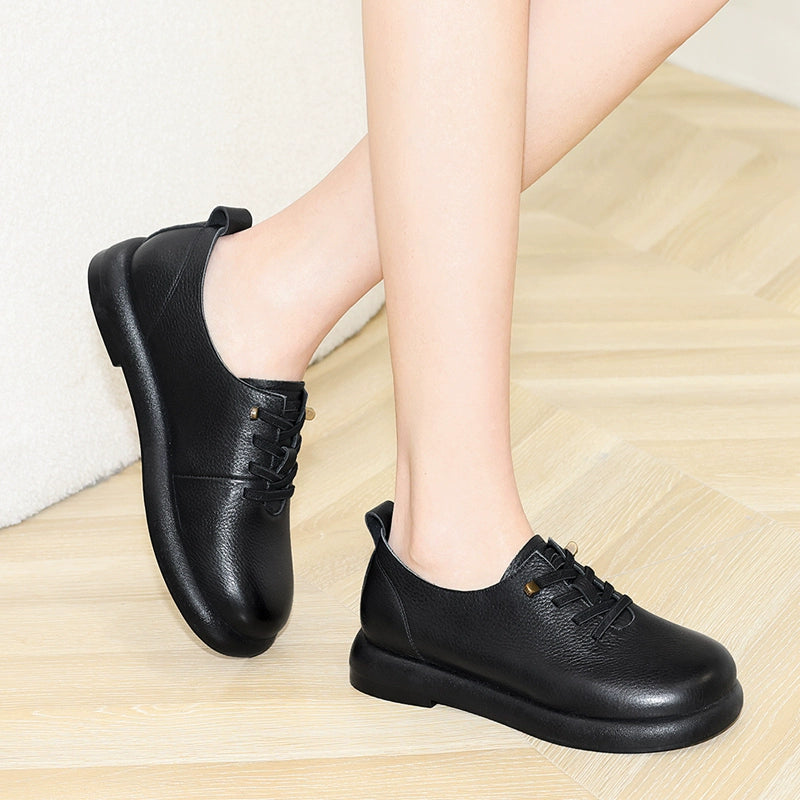 Mom single shoes women's leather soft sole soft surface comfortable first layer cowhide 2023 new fashion women's leather shoes autumn