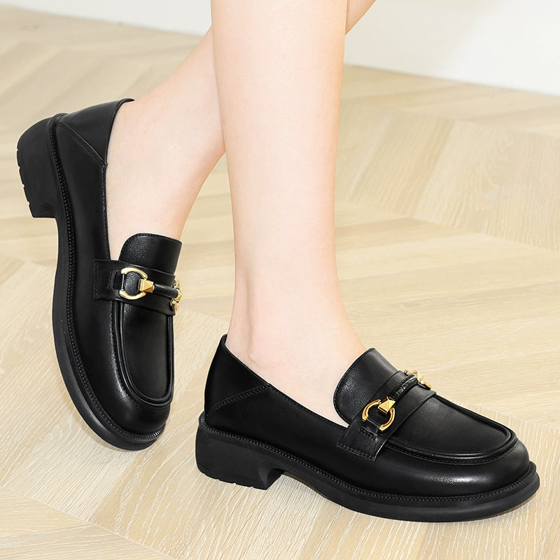 Flat-soled loafers for women's spring and autumn 2023 new single shoes, soft soles and soft surfaces, British style mother models, small leather shoes for women