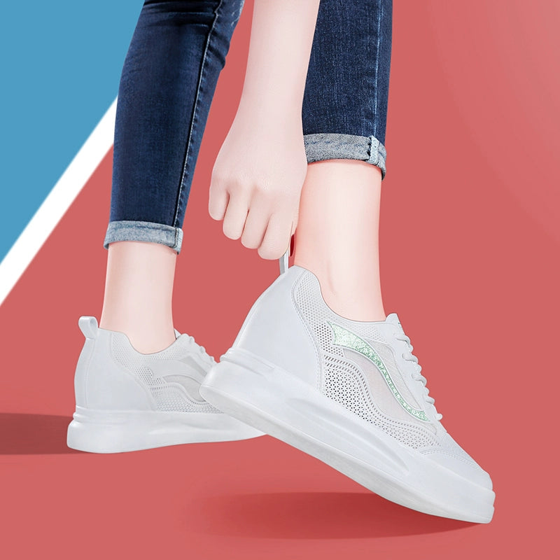 Gucci Tianlun Baotou sports sandals women's summer 2023 new mesh breathable explosion inner height increase white shoes