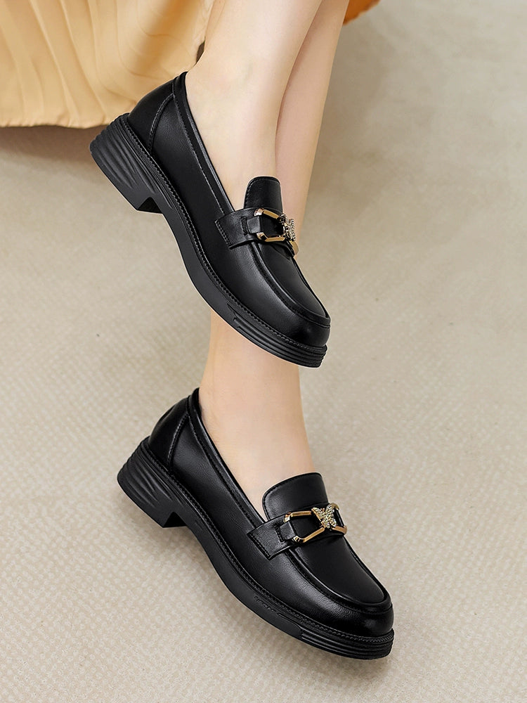 Gucci Tianlun super soft loafers 2023 new autumn models black metal buckle commuting one pedal small leather shoes women's models