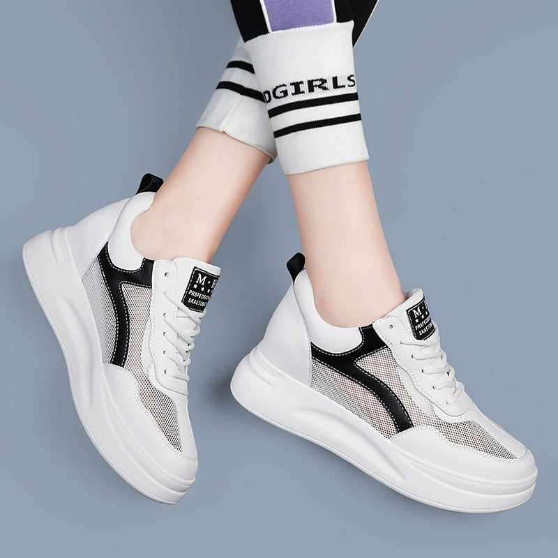 Inner heightening women's shoes summer little white shoes summer thin breathable mesh 2023 new small summer casual shoes