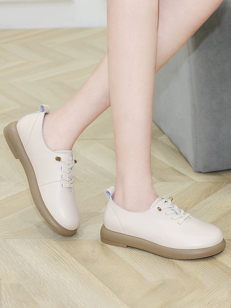 Mom single shoes women's leather soft sole soft surface comfortable first layer cowhide 2023 new fashion women's leather shoes autumn
