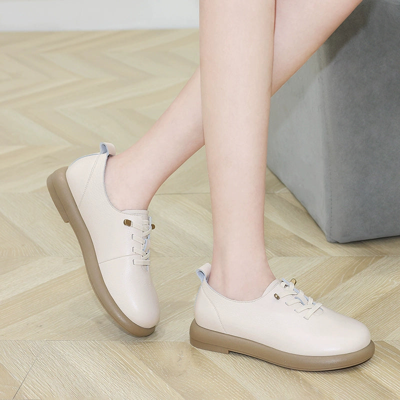 Mom single shoes women's leather soft sole soft surface comfortable first layer cowhide 2023 new fashion women's leather shoes autumn