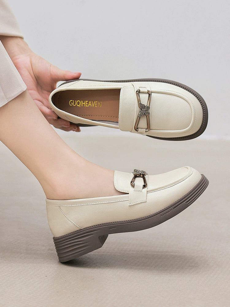Gucci Tianlun super soft loafers 2023 new autumn models black metal buckle commuting one pedal small leather shoes women's models