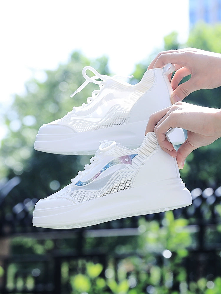Inner heightening women's shoes summer little white shoes summer thin breathable mesh 2023 new small summer casual shoes