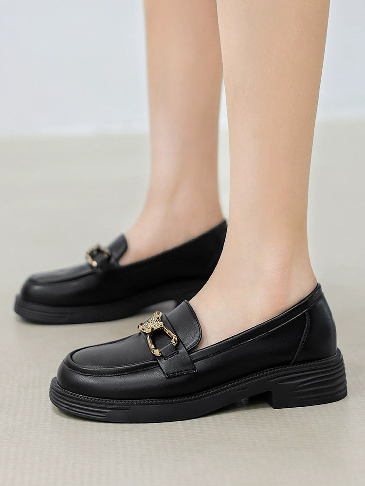 Gucci Tianlun super soft loafers 2023 new autumn models black metal buckle commuting one pedal small leather shoes women's models