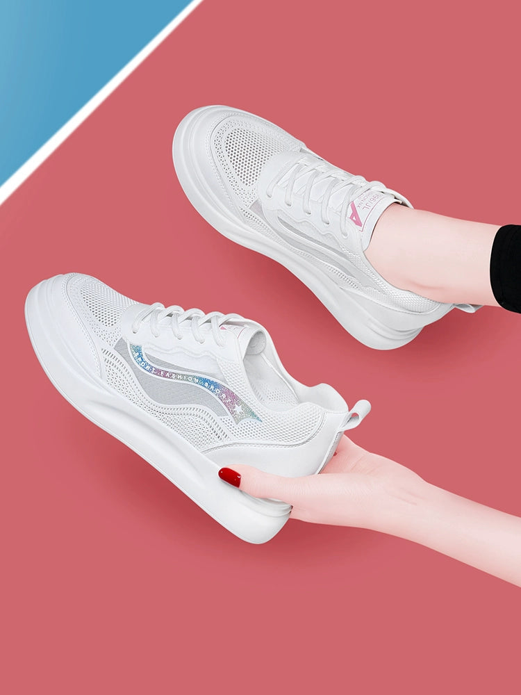 Gucci Tianlun Baotou sports sandals women's summer 2023 new mesh breathable explosion inner height increase white shoes