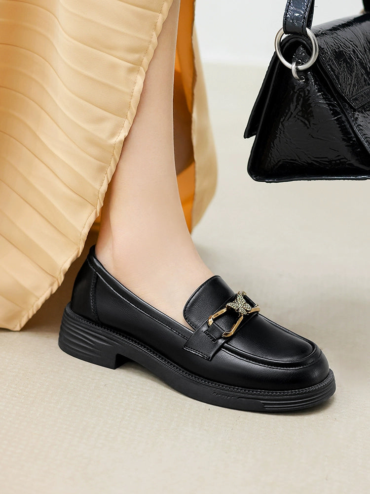 Gucci Tianlun super soft loafers 2023 new autumn models black metal buckle commuting one pedal small leather shoes women's models