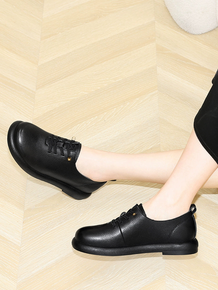 Mom single shoes women's leather soft sole soft surface comfortable first layer cowhide 2023 new fashion women's leather shoes autumn