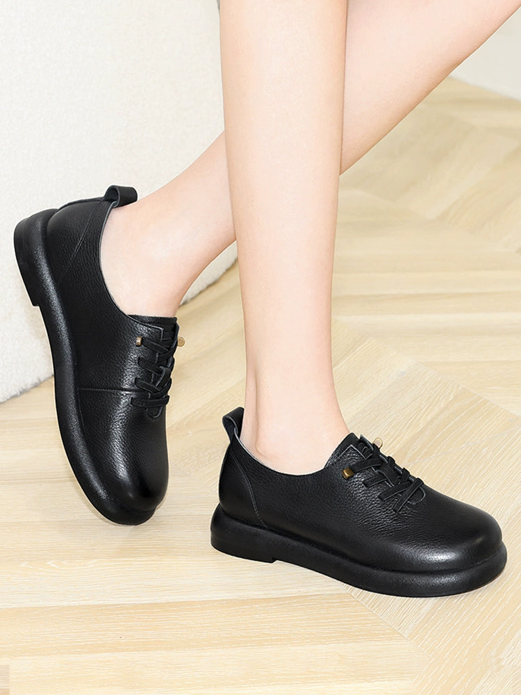 Mom single shoes women's leather soft sole soft surface comfortable first layer cowhide 2023 new fashion women's leather shoes autumn