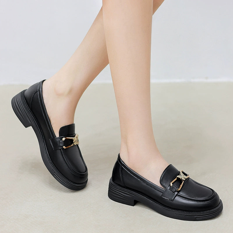 Gucci Tianlun super soft loafers 2023 new autumn models black metal buckle commuting one pedal small leather shoes women's models