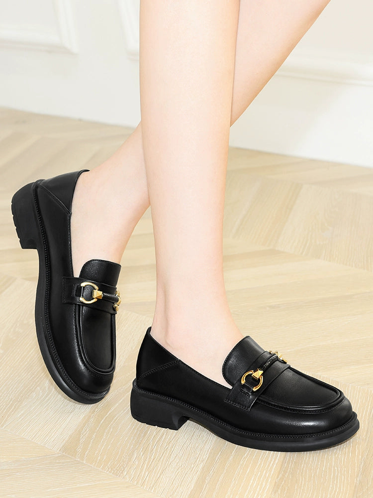 Flat-soled loafers for women's spring and autumn 2023 new single shoes, soft soles and soft surfaces, British style mother models, small leather shoes for women