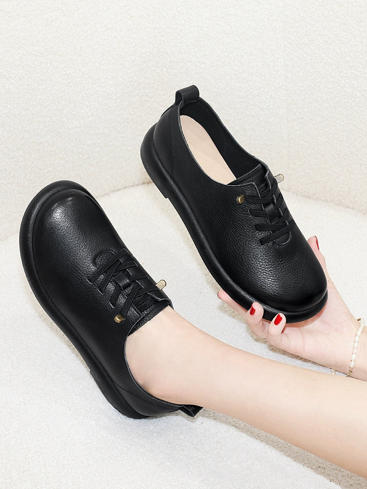 Mom single shoes women's leather soft sole soft surface comfortable first layer cowhide 2023 new fashion women's leather shoes autumn