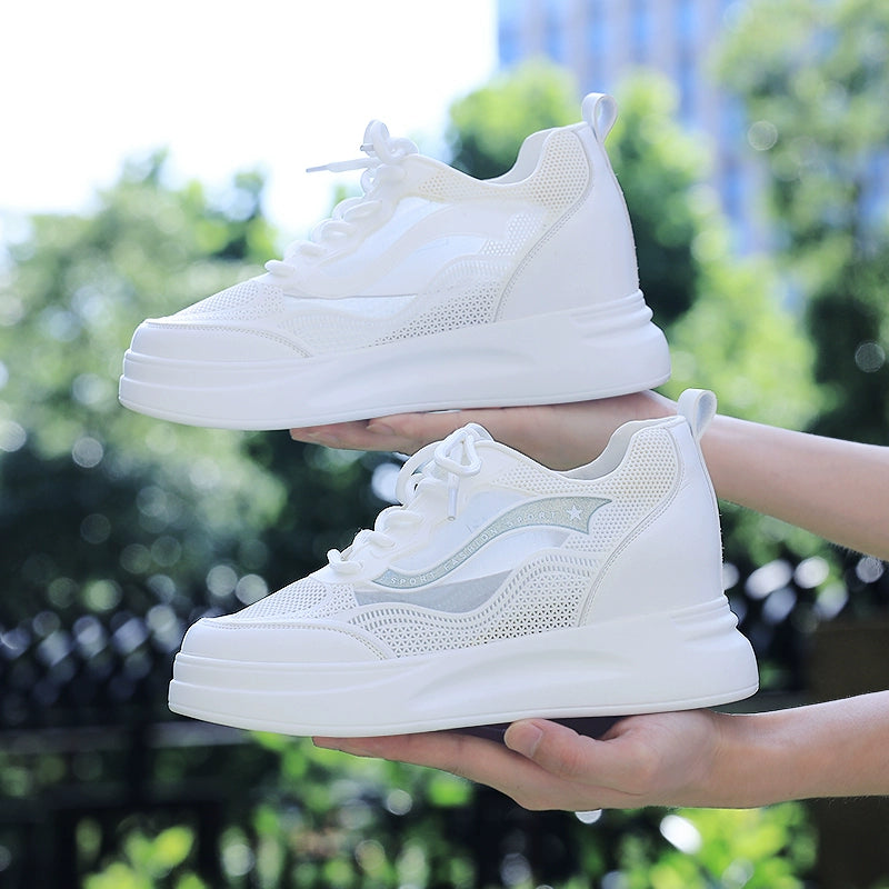 Inner heightening women's shoes summer little white shoes summer thin breathable mesh 2023 new small summer casual shoes