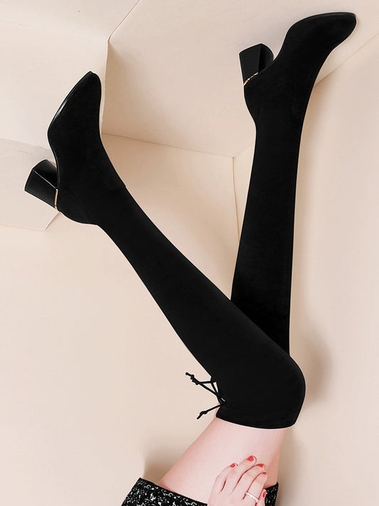 Boots Children's small over-the-knee boots High-heeled winter boots Fleece women's boots 2023 new thick-heeled high boots