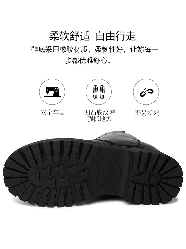 Martin boots women's 2023 new small inner height increase women's boots winter velvet boots leather short boots winter